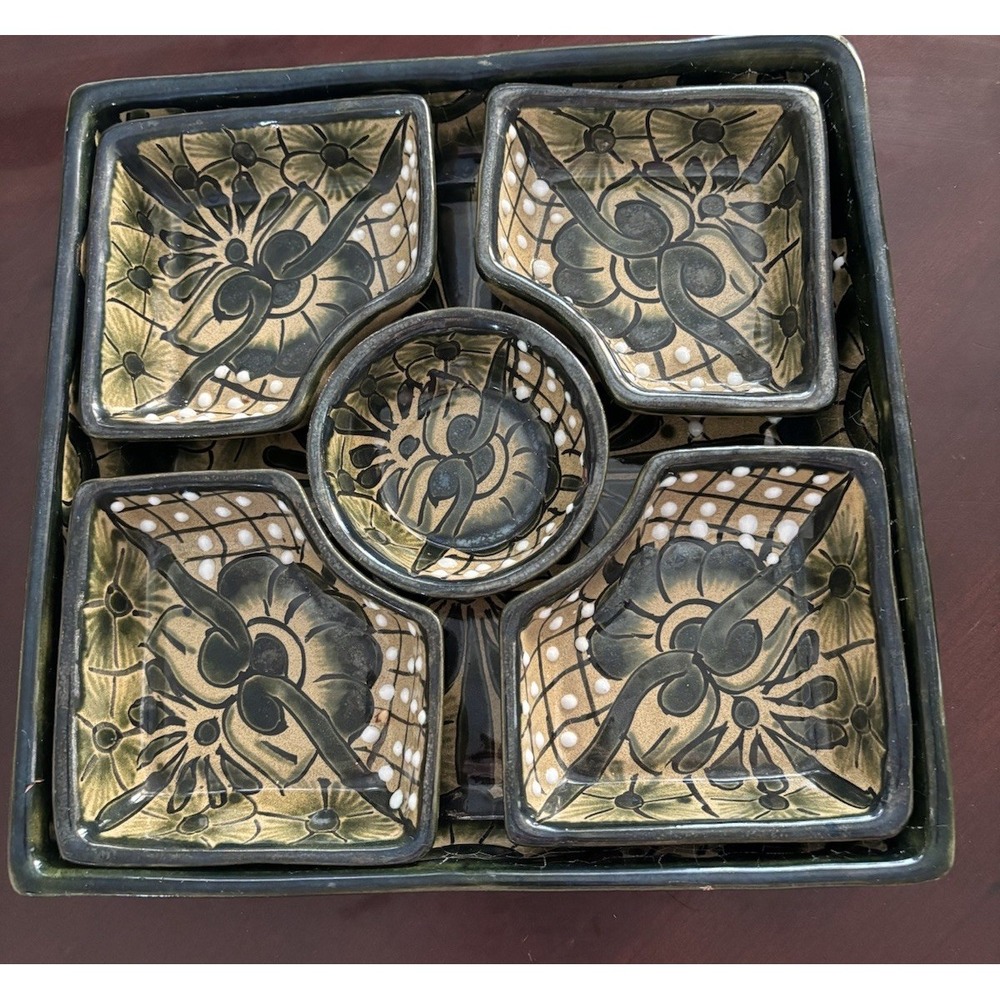 Square Talavera Appetizer Tray | Handcrafted Mexican Serving Dish